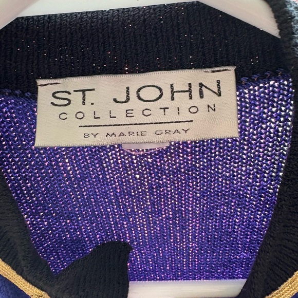 St. John Collection Santana Knit Royal Blue Long Sleeve Button Down Dress Size 4 - Picture 14 of 15